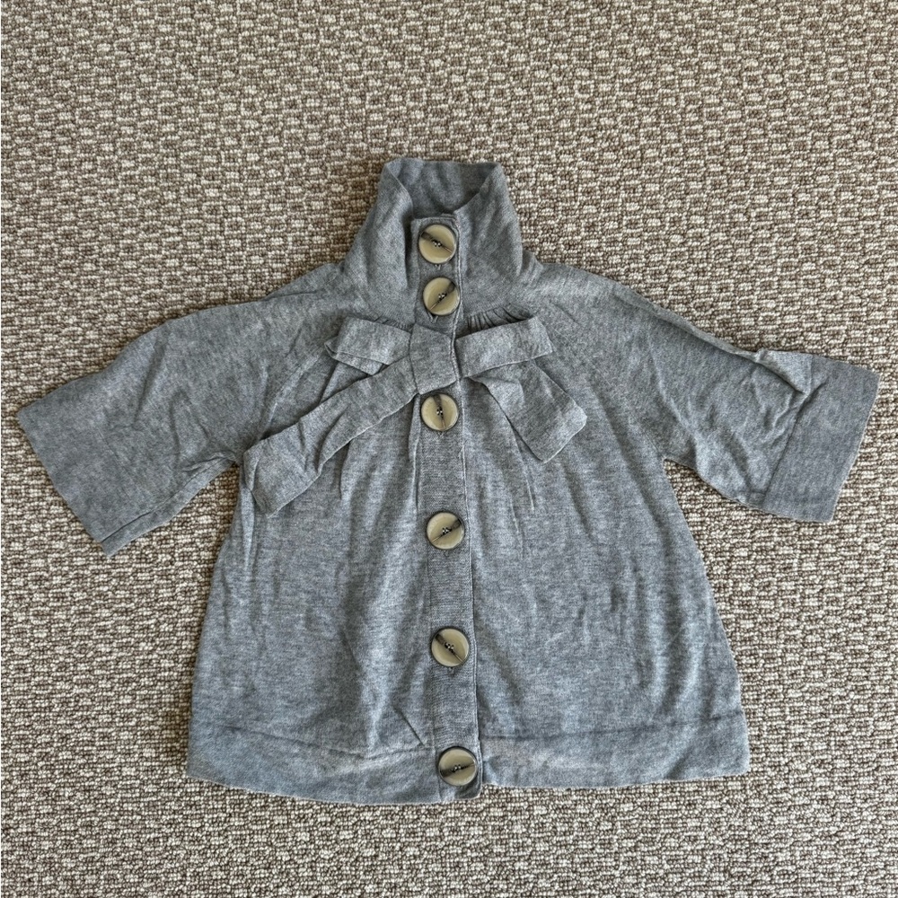 Paul & Joe Gray Kids Top with Bow and Button Accents